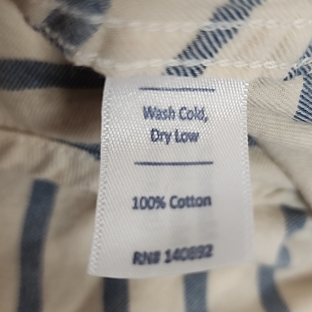 Marine Layer Marge Vintage Navy & Cream Striped Long Sleeved Shirt SF CA - Picture 7 of 7